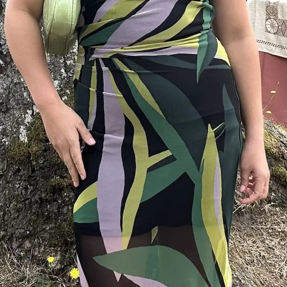 Donna Morgan Abstract Printed Mesh Midi Dress – Women’s Size 8 - Picture 4 of 11